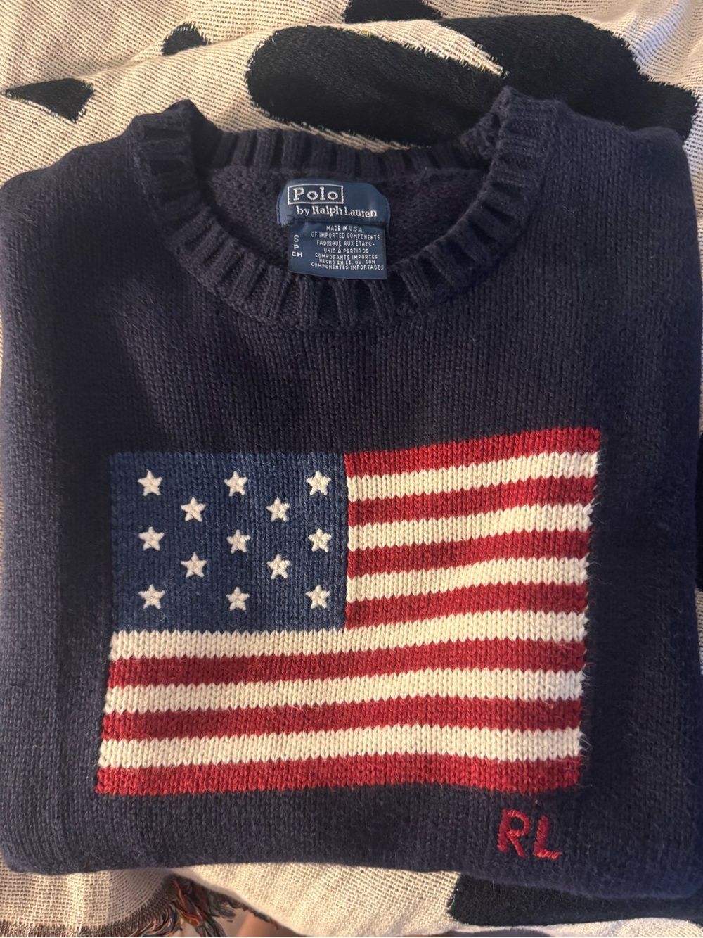 Polo by Ralph Lauren - The Iconic Flag Sweater in Navy Blue - Picture 3 of 7